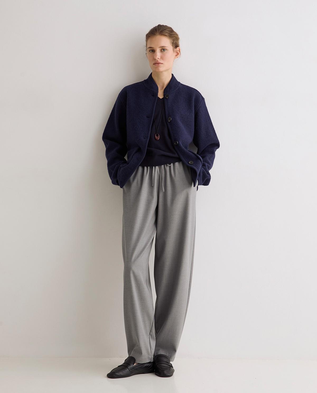 Jersey de mujer de punto fino con cuello pico - Yerse - Azul oscuro Azul oscuro-5