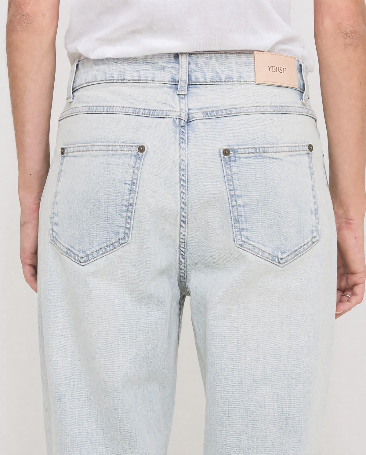 Vaquero de mujer recto de corte ancho en denim de algodón orgánico - Yerse - Azul claro Azul claro-3