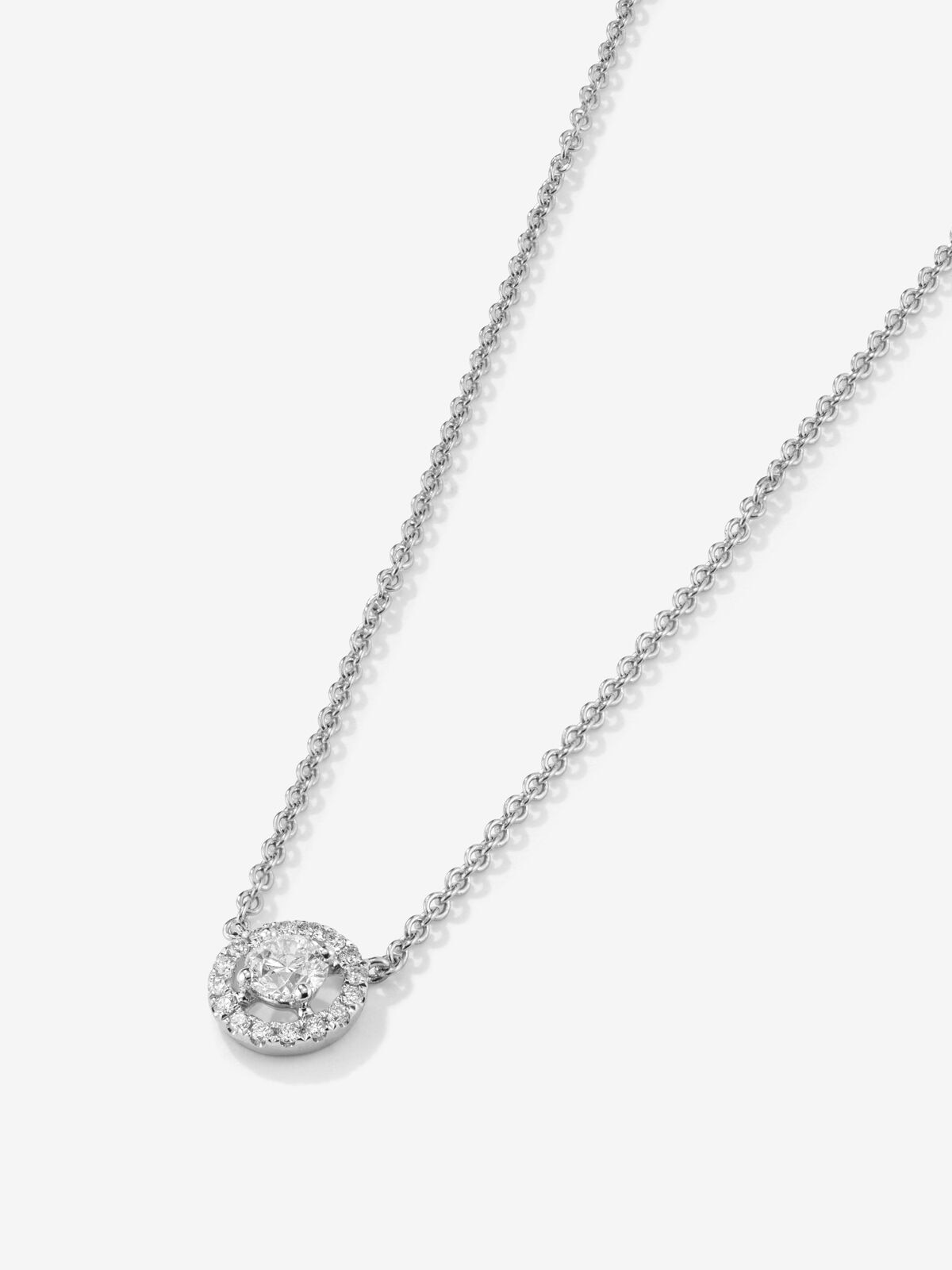 Imagen 0 de Colgante Grace de oro blanco de 18 quilates con diamante y orla de diamantes Blanco