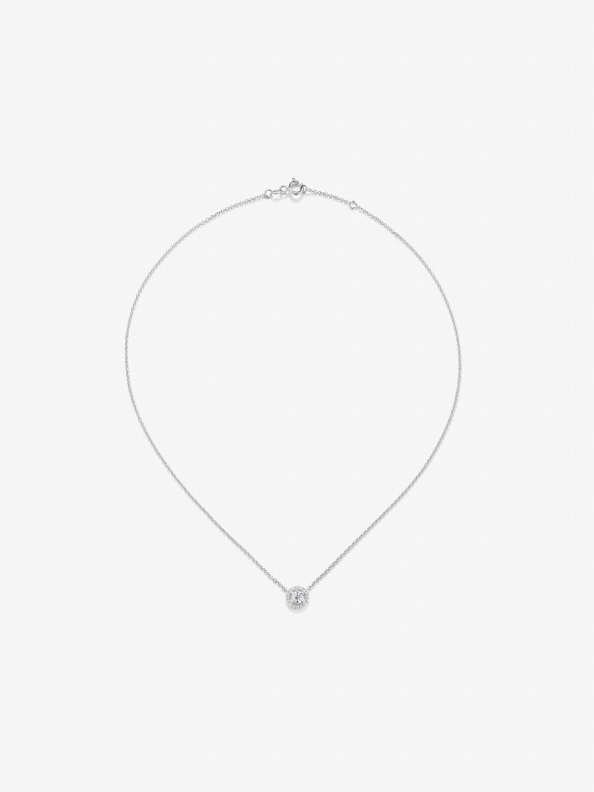 Colgante Grace de oro de 18 quilates con diamante y orla de diamantes - SUAREZ - Blanco Blanco-5