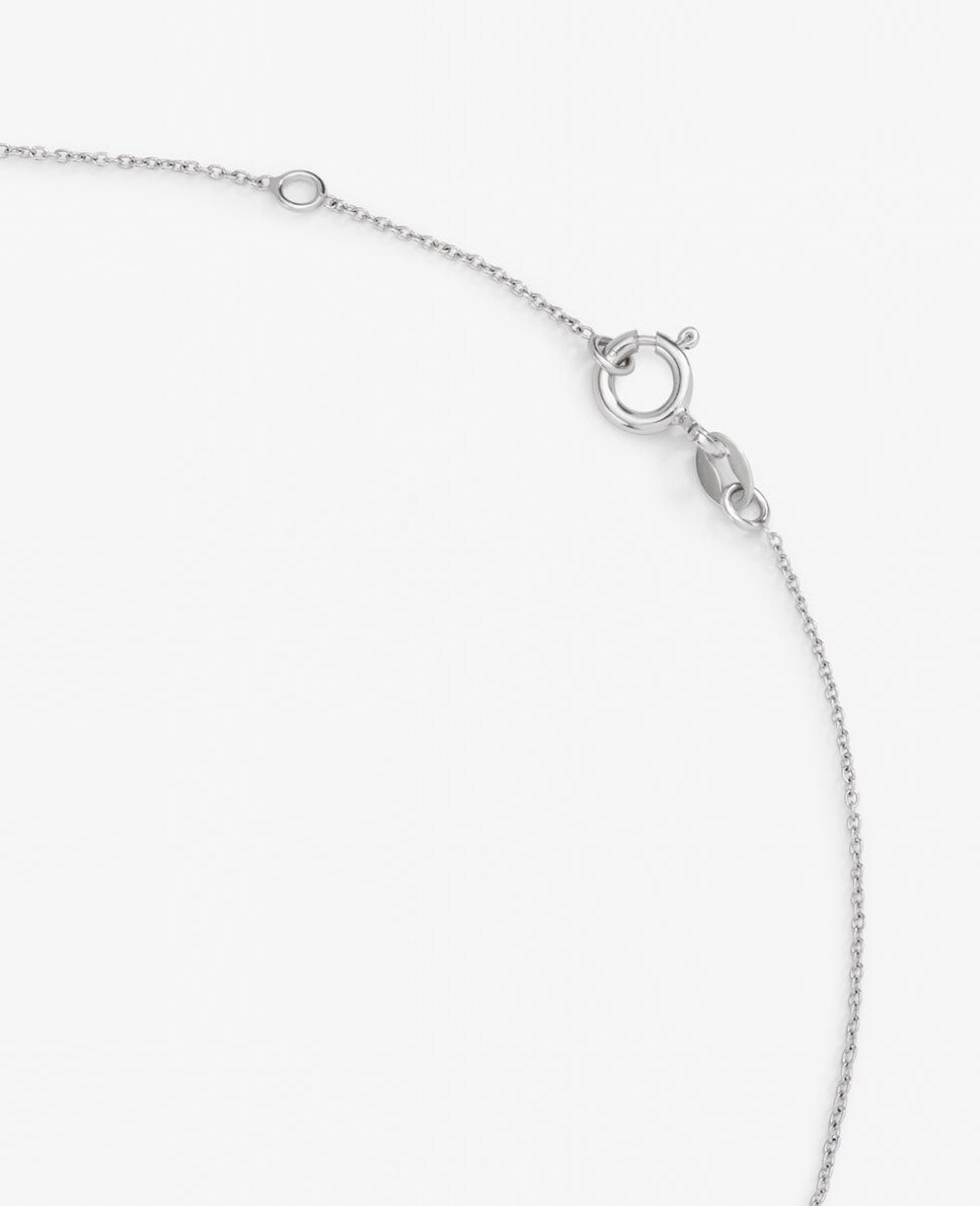 Colgante de cadena de oro blanco de 18k con aro en diamante y perla australiana de 9,5 mm Blanco-5