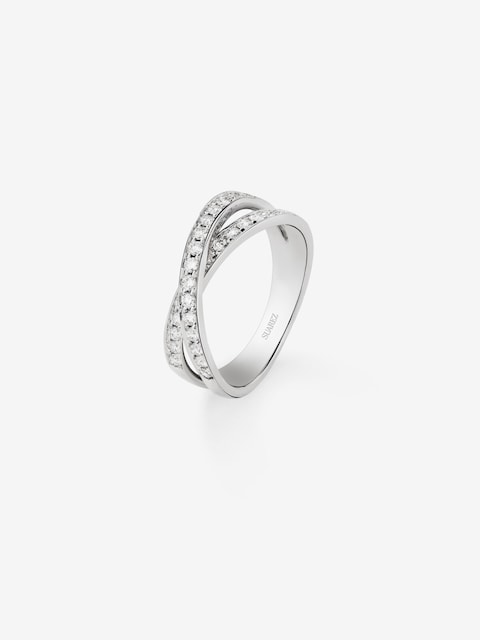 Imagen 0 de Anillo doble de oro blanco de 18K de diamantes