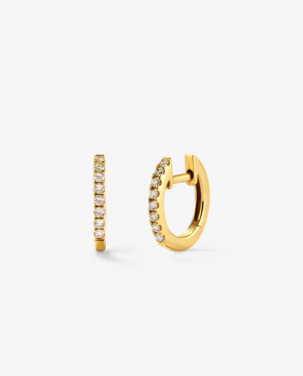 Pendientes de oro amarillo de 18k con 16 diamantes en talla brillante - SUAREZ - Blanco Blanco-1