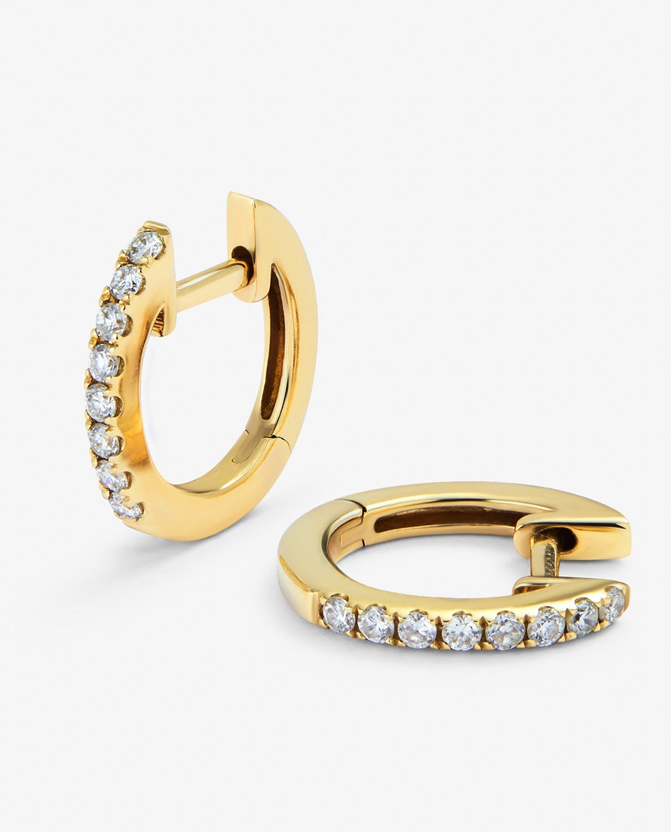 Pendientes de oro amarillo de 18k con 16 diamantes en talla brillante - SUAREZ - Blanco Blanco-2