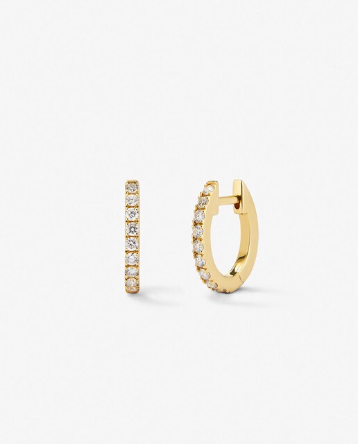 Imagen 0 de Pendientes de aro de oro con diamantes blancos en talla brillante