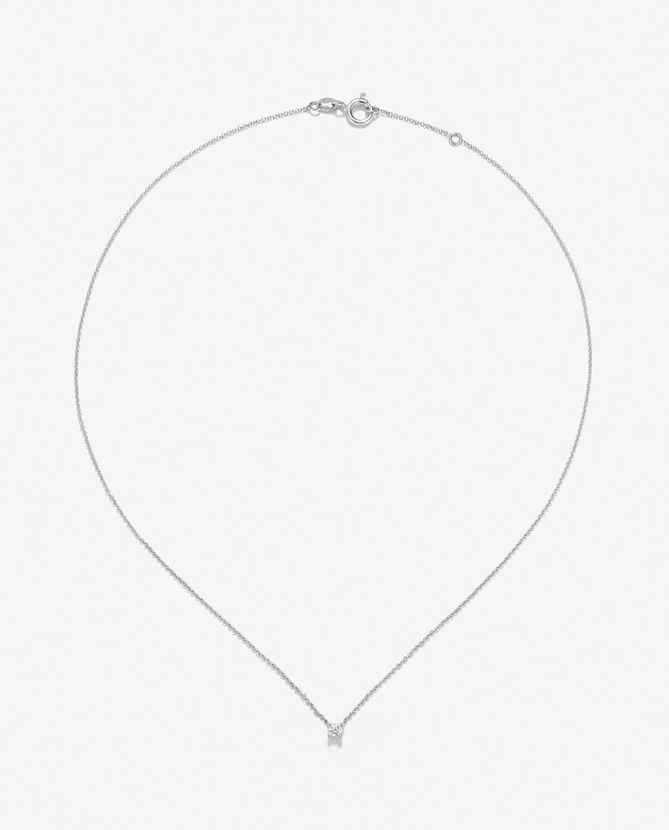 Imagen 1 de Colgante cadena de oro blanco de 18k con diamante solitario Blanco