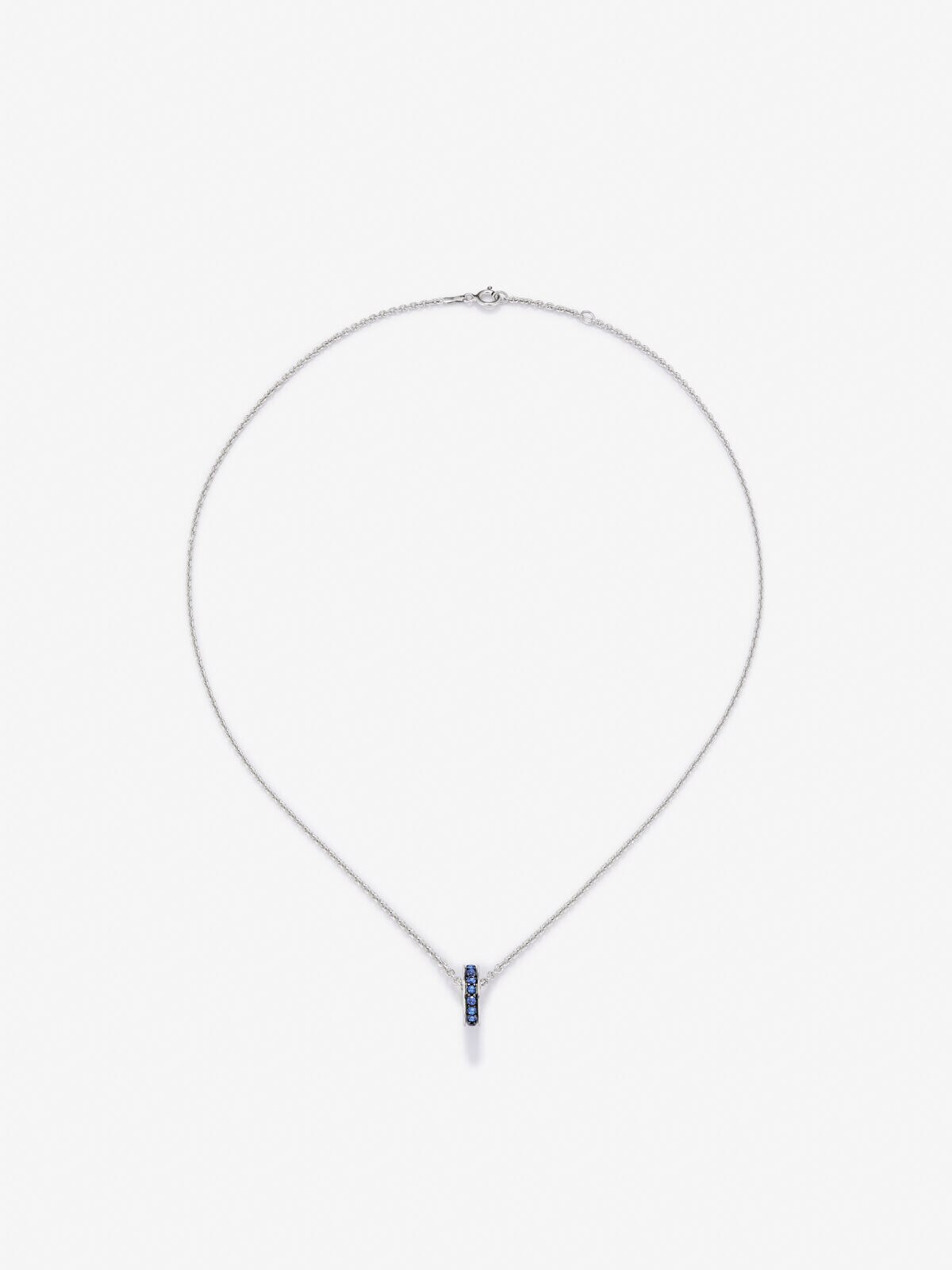 Colgante cadena con rueda de plata con zafiros Azul SUAREZ Azul-1