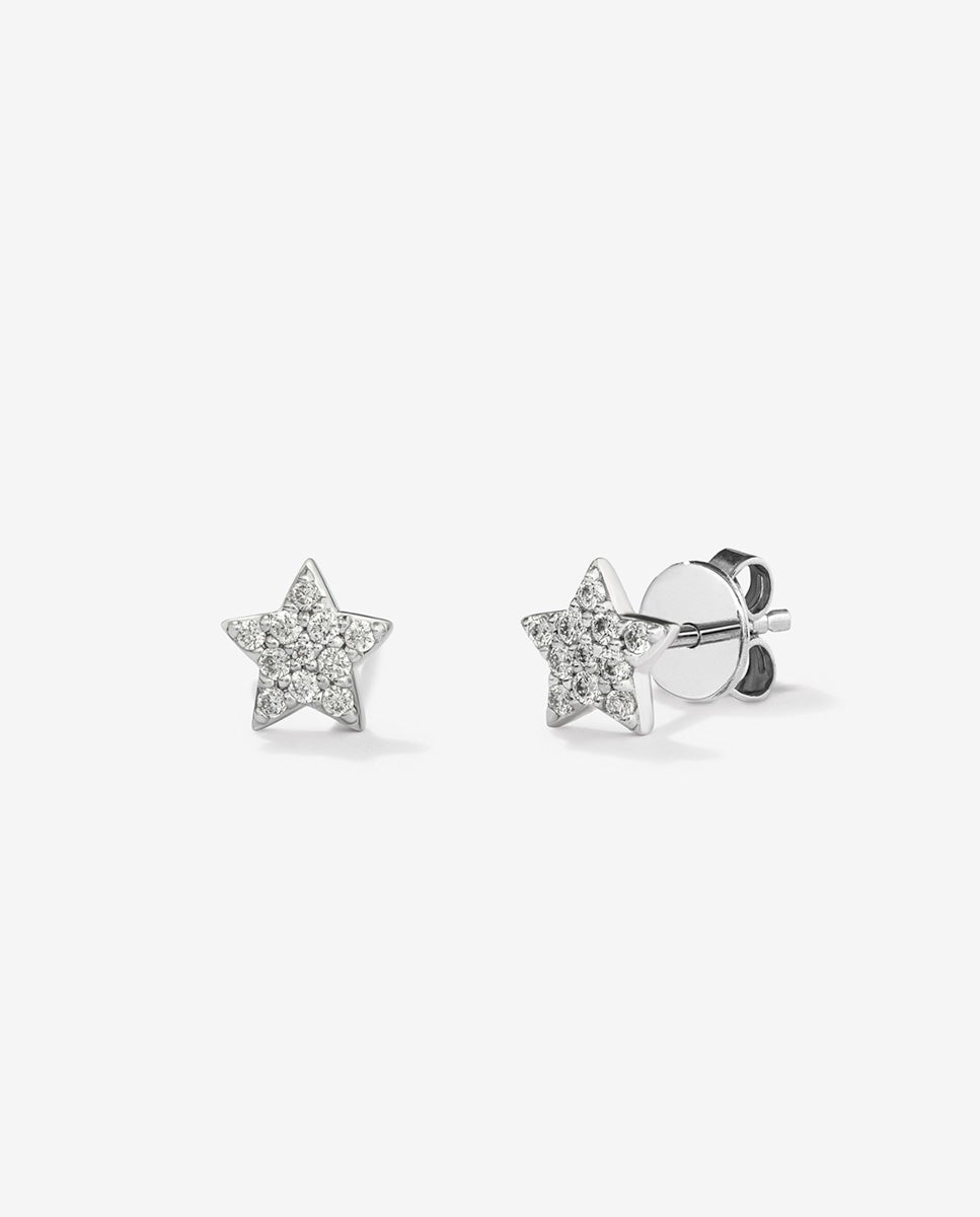 Pendientes de estrella de oro blanco de 18k y diamantes - SUAREZ - Blanco Blanco-1