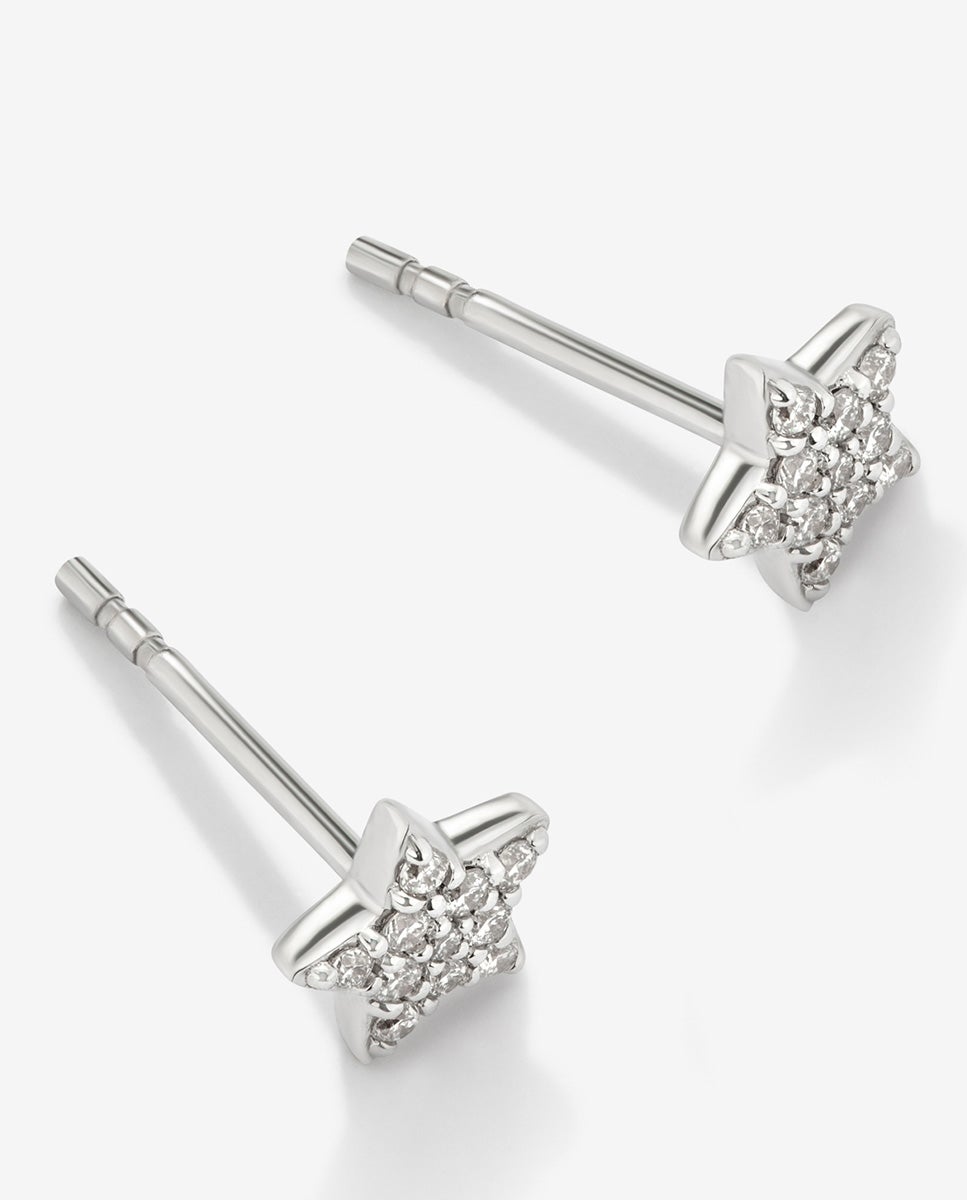 Pendientes de estrella de oro blanco de 18k y diamantes - SUAREZ - Blanco Blanco-2