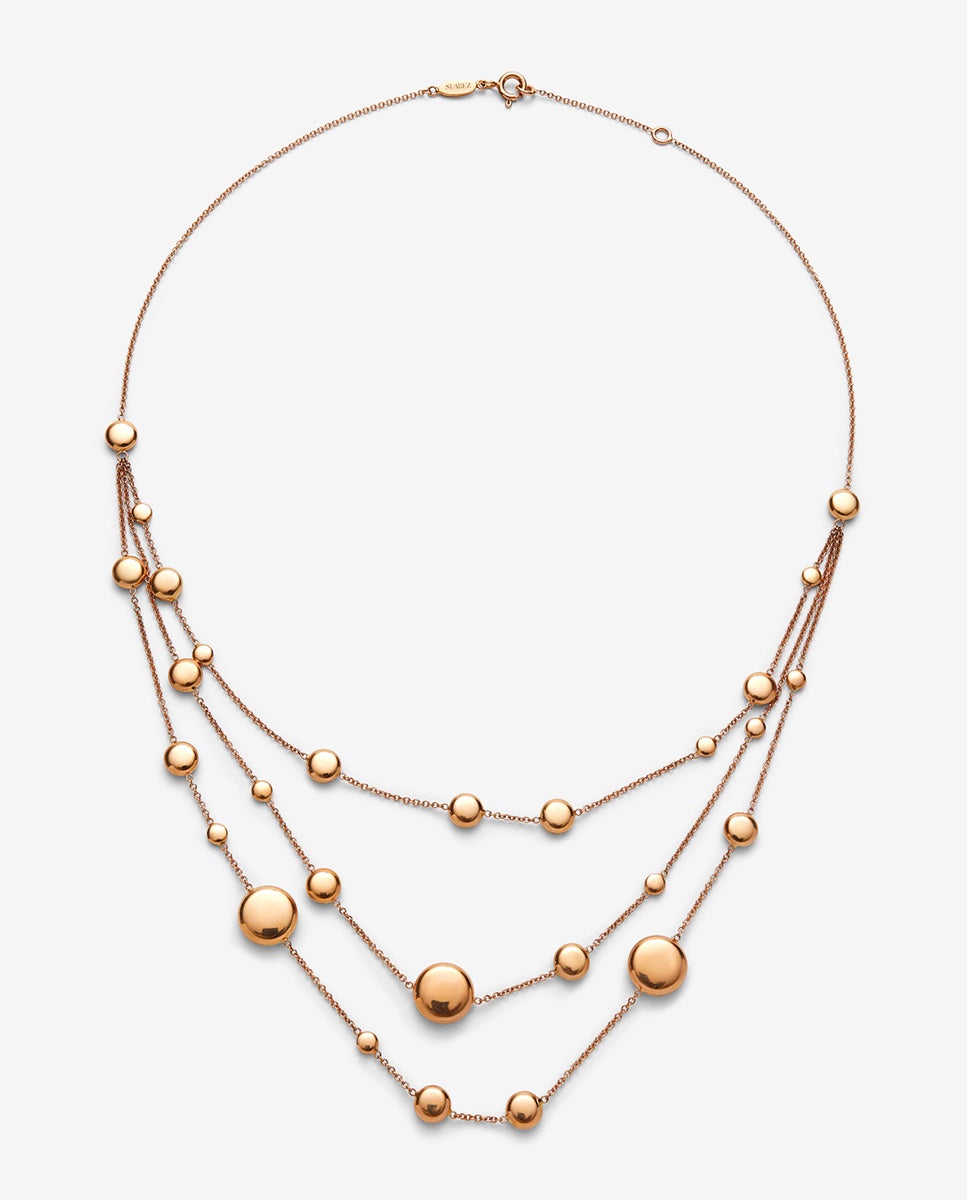 Imagen 0 de Collar triple de oro rosa de 18k Blanco