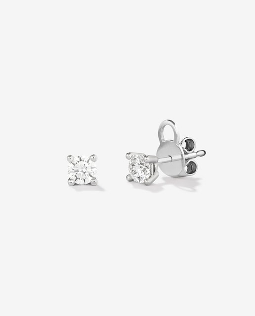 Imagen 0 de Pendientes de oro blanco con diamante solitario