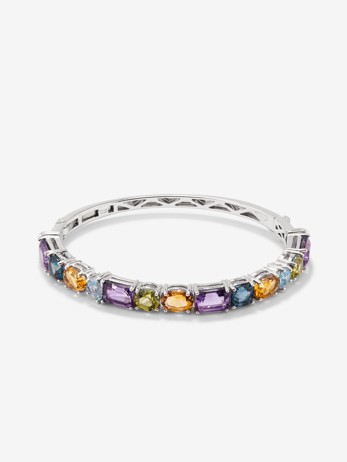 Pulsera rígida de plata con gemas multicolor