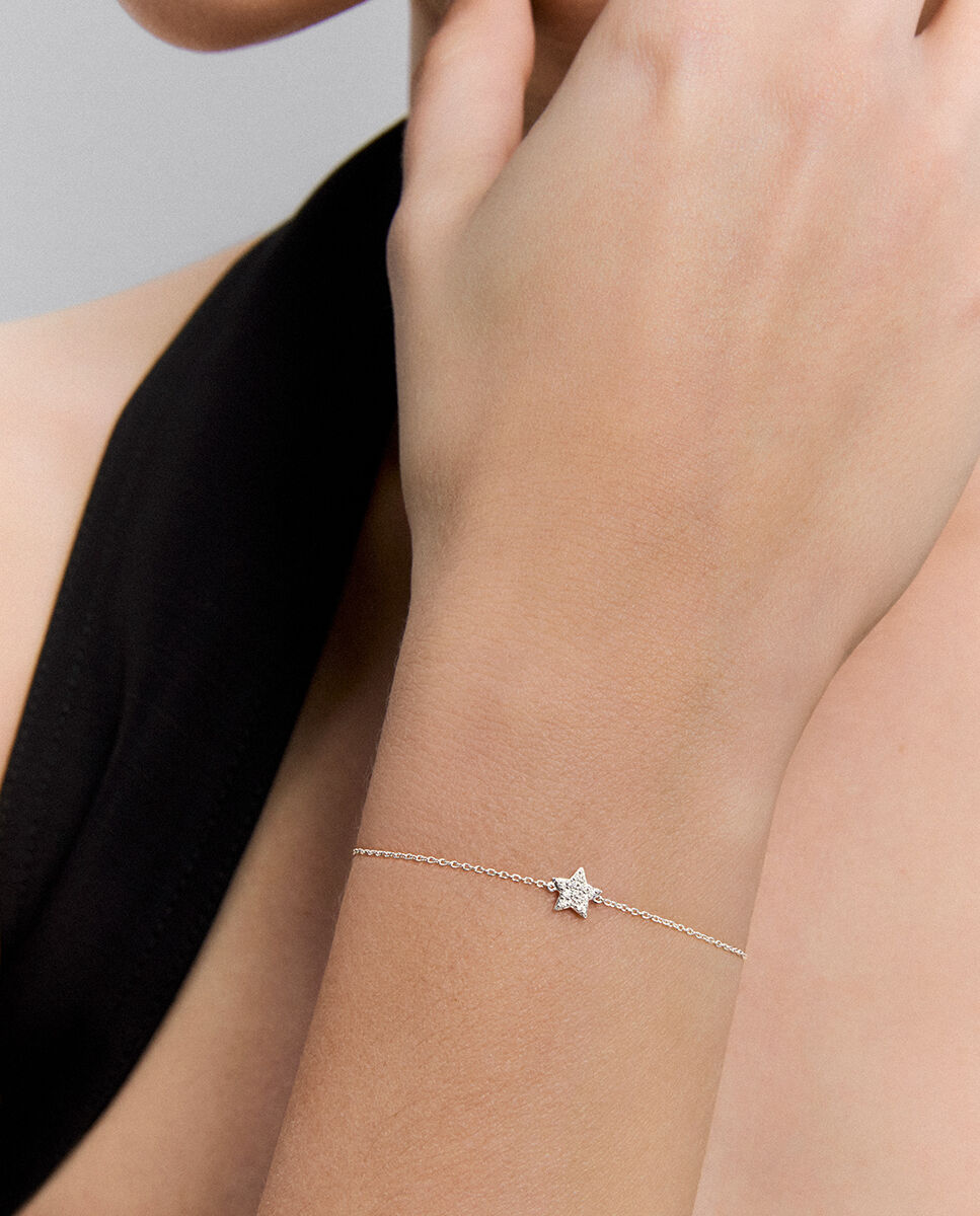 Pulsera cadena estrella de oro con diamantes - SUAREZ - Blanco Blanco-4