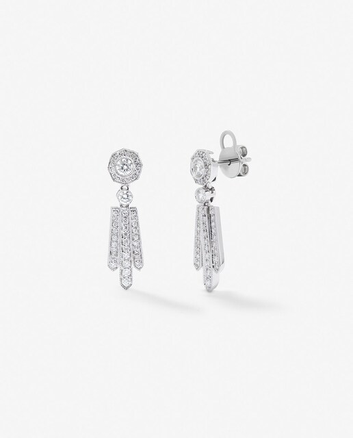 Imagen 0 de Pendientes desmontables de oro blanco con diamantes blancos en talla brillante