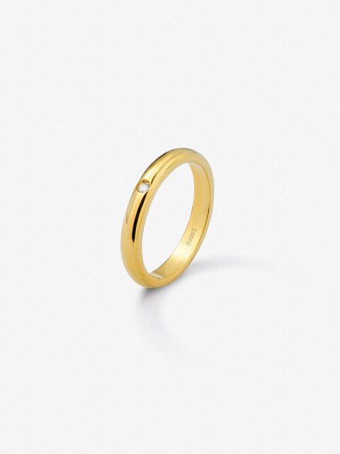 Imagen 0 de Alianza de boda de oro con diamante central en talla brillante