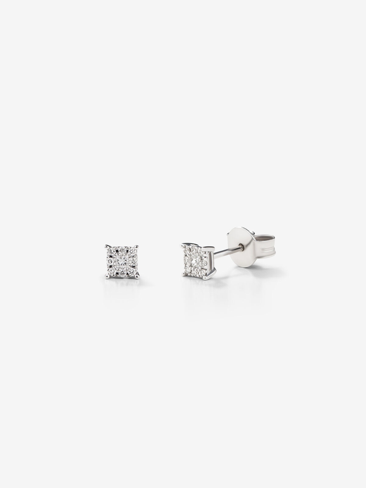 Pendientes de oro con diamantes en pavé - SUAREZ - Blanco Blanco-1
