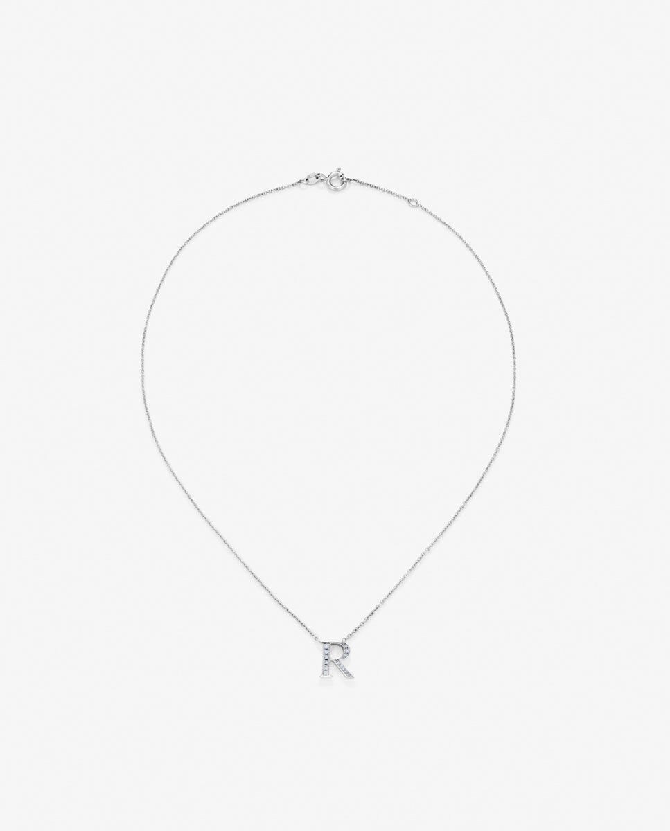 Colgante Grace de oro blanco con diamantes letra R · SUAREZ · El Corte ...