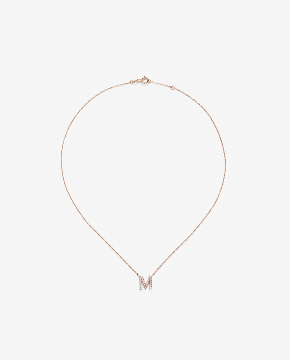Colgante cadena con inicial de oro rosa y diamantes - SUAREZ - Marrón Marrón-1
