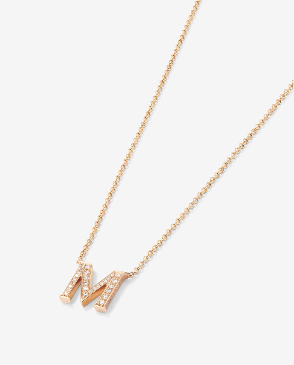 Colgante cadena con inicial de oro rosa y diamantes - SUAREZ - Marrón Marrón-3