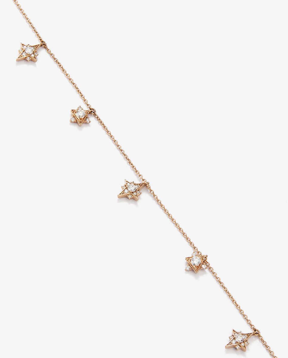 Collar gargantilla con estrellas de oro rosa con diamantes Blanco-3