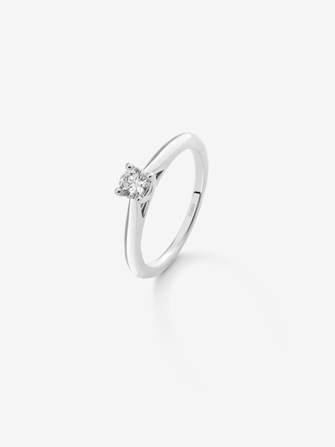 Imagen 0 de Anillo solitario de compromiso de oro blanco con diamantes