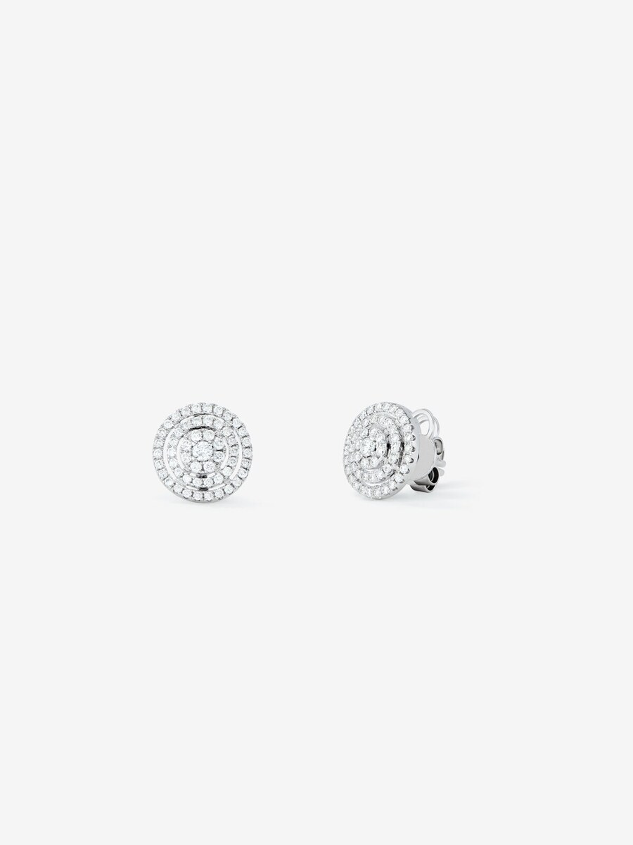 Pendientes de oro blanco con diamantes en pavé Blanco-1