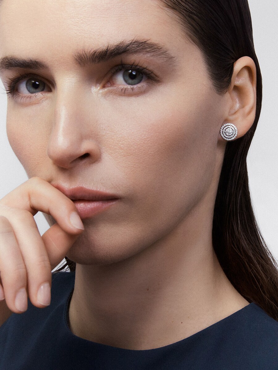 Pendientes de oro blanco con diamantes en pavé Blanco-4