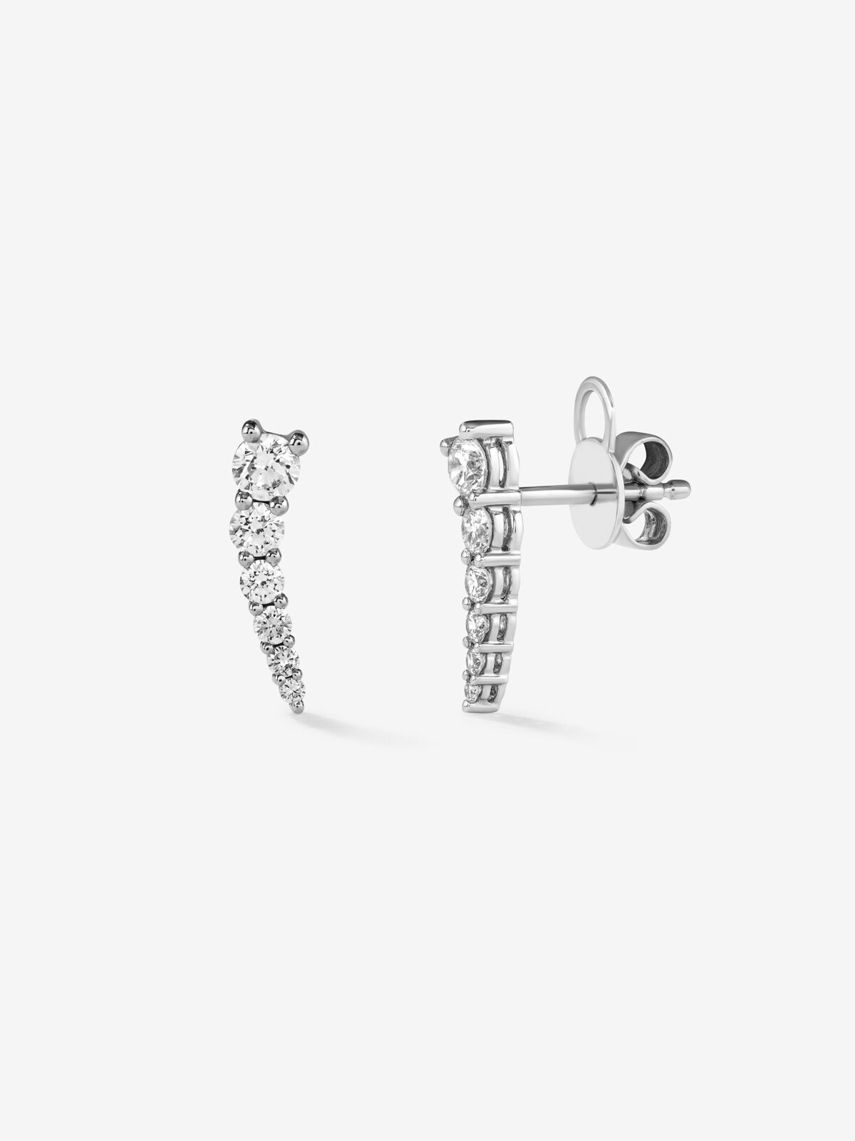 Pendientes trepador de oro blanco con diamantes - SUAREZ - Blanco Blanco-1