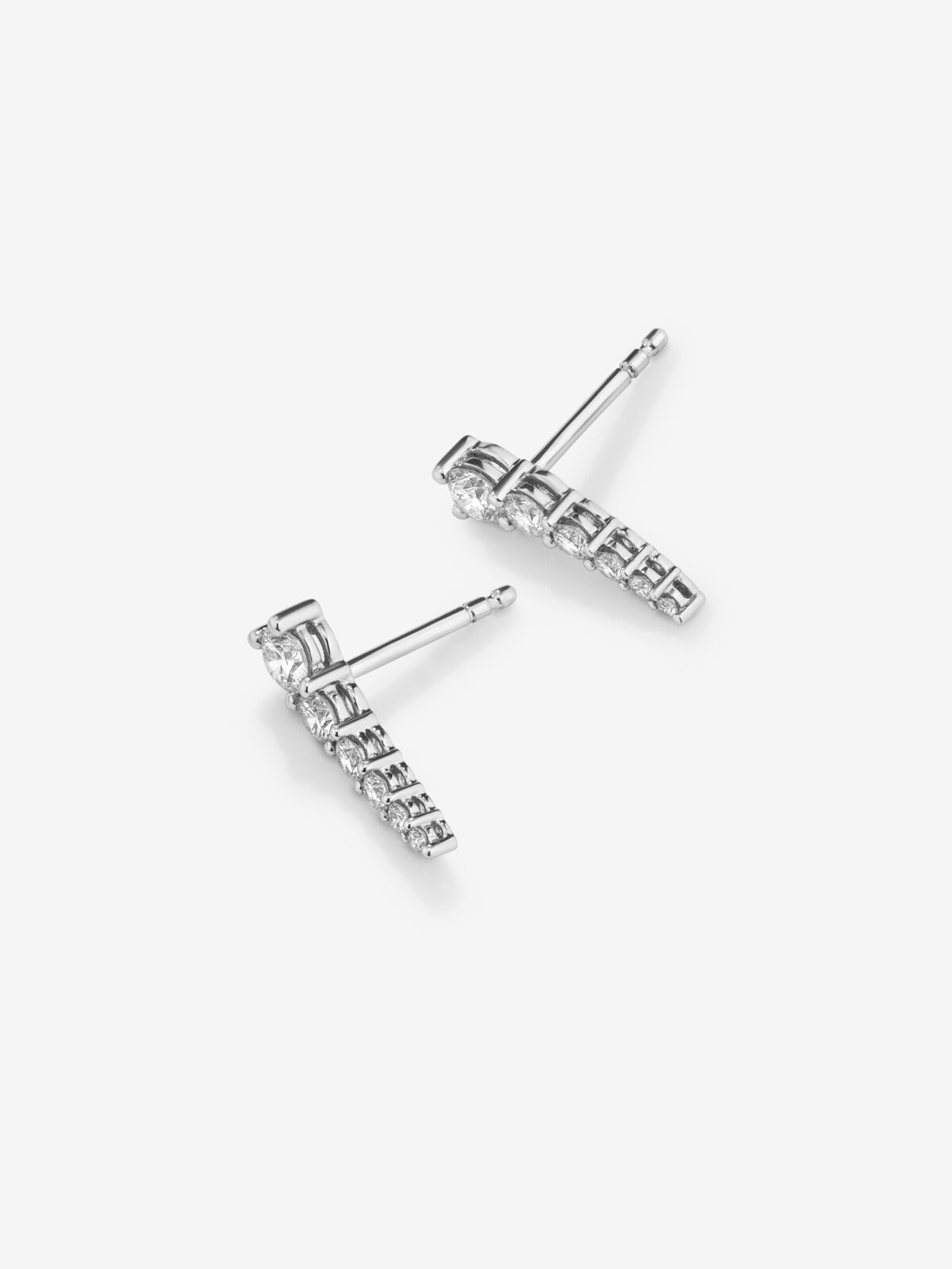 Pendientes trepador de oro blanco con diamantes - SUAREZ - Blanco Blanco-3