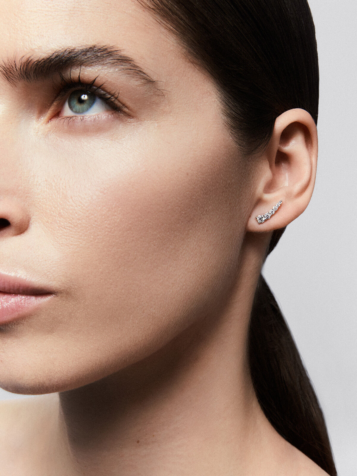 Pendientes trepador de oro blanco con diamantes - SUAREZ - Blanco Blanco-4