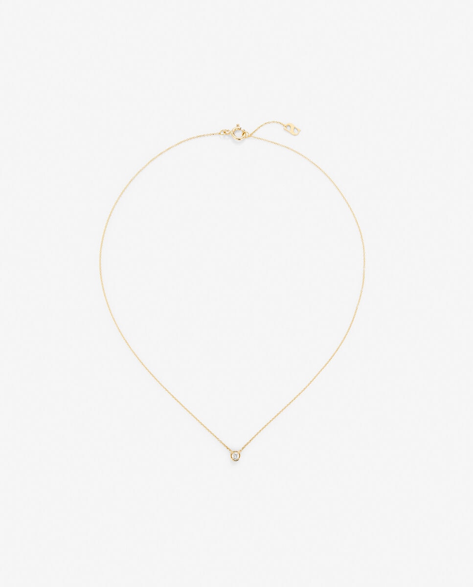 Imagen 0 de Colgante solitario de oro con diamante blanco en talla brillante Amarillo