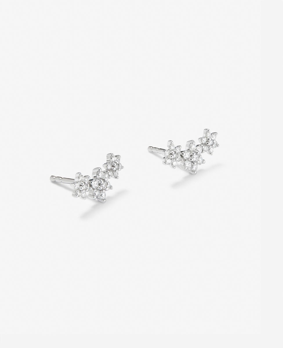 Pendientes trepadores de oro blanco de 18K con diamantes en talla brillante y forma de estrella - SUAREZ - Blanco Blanco-3