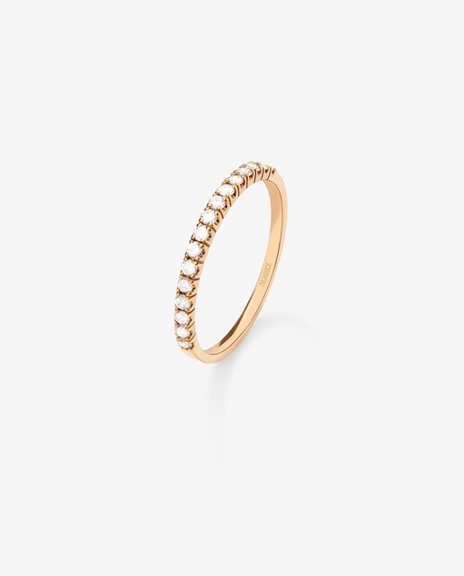 Imagen 0 de Media alianza de oro rosa de 18K con diamantes en talla brillante