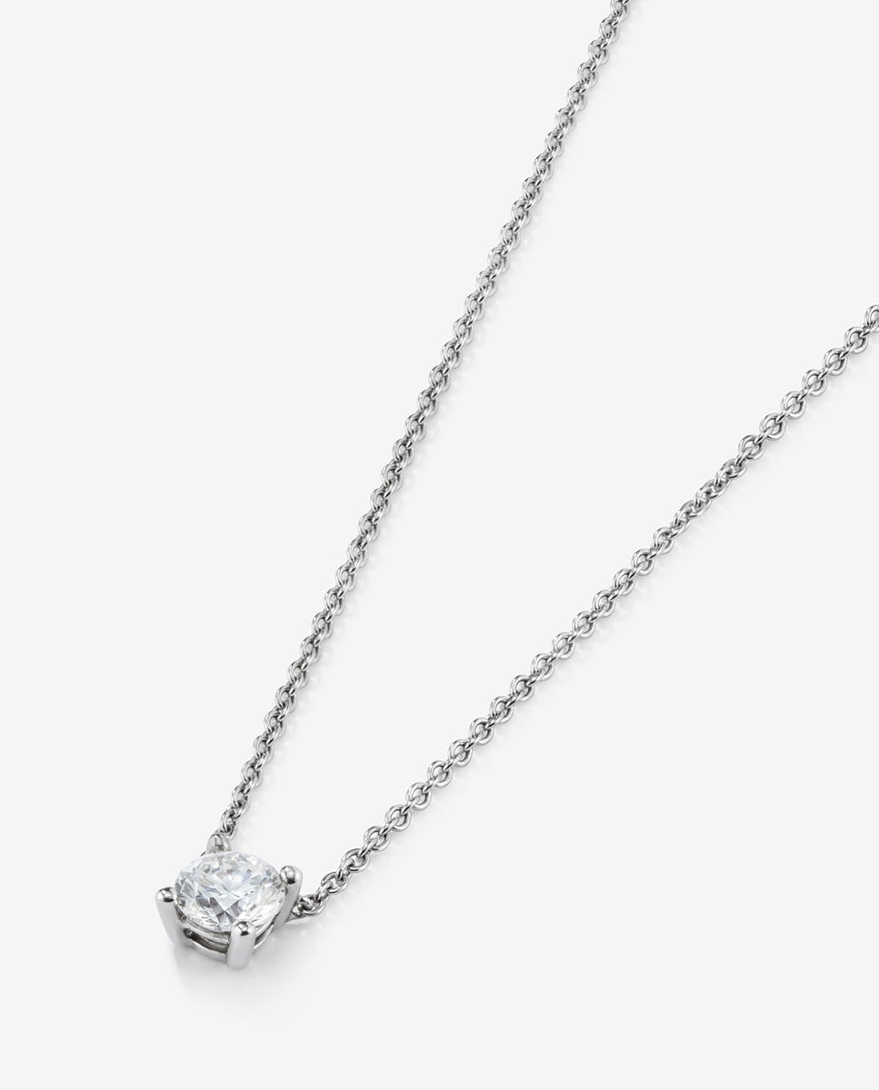 Colgante solitario de oro blanco de 18k con diamante blanco 0,7 cts - SUAREZ - Blanco Blanco-2