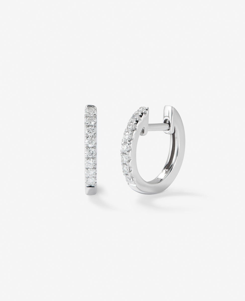 Imagen 0 de Pendientes de oro blanco de 18K con diamantes en talla brillante Blanco