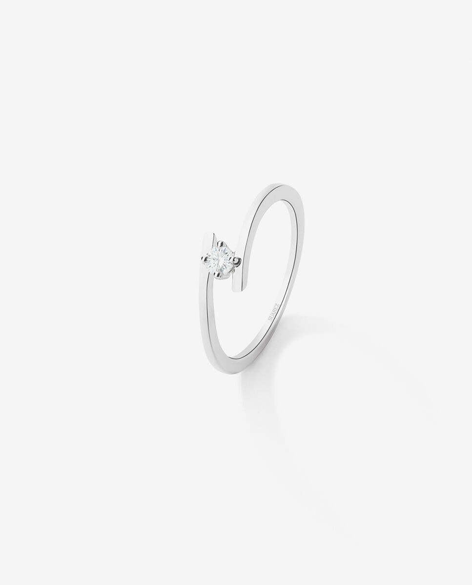 Imagen 0 de Solitario Orión de oro blanco y diamante Blanco