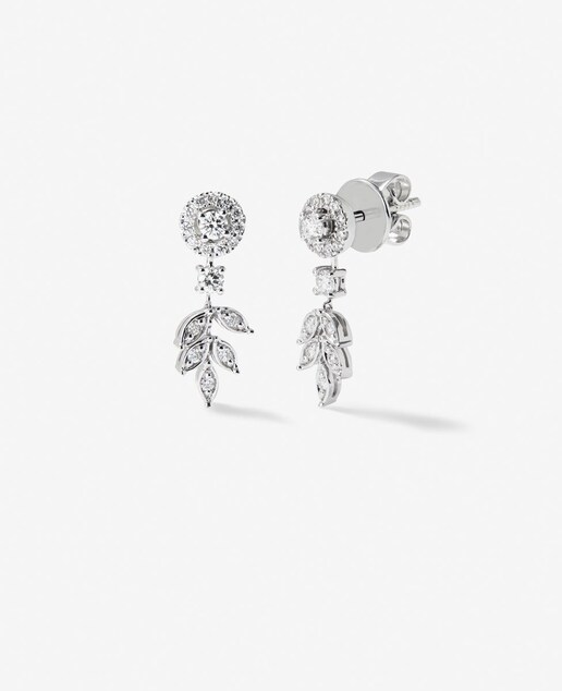 Imagen 0 de Pendientes desmontables de oro blanco de 18K con diamantes blancos en talla brillante y baguette