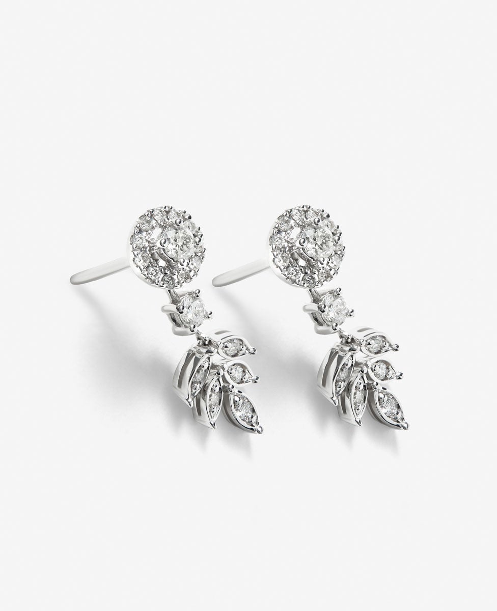 Pendientes desmontables de oro de 18K con diamantes blancos en talla brillante y baguette - SUAREZ - Blanco Blanco-3