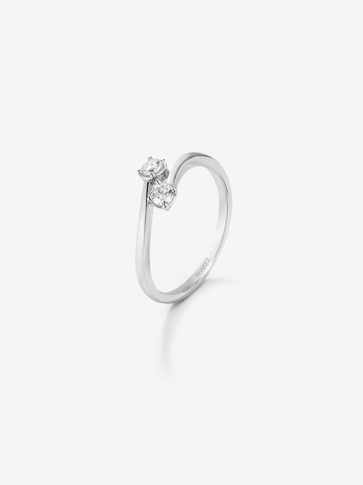 Anillo Grace de oro blanco con dos diamantes - SUAREZ - Verde Verde-1