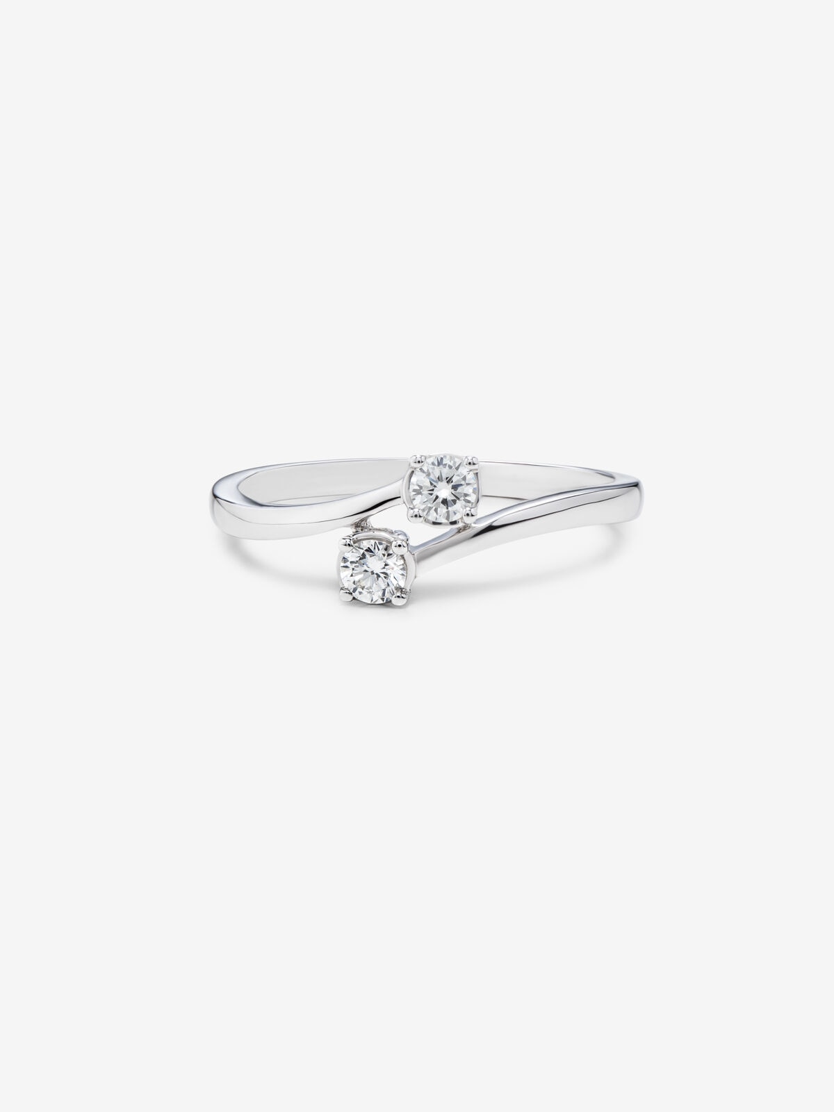 Anillo Grace de oro blanco con dos diamantes - SUAREZ - Verde Verde-3