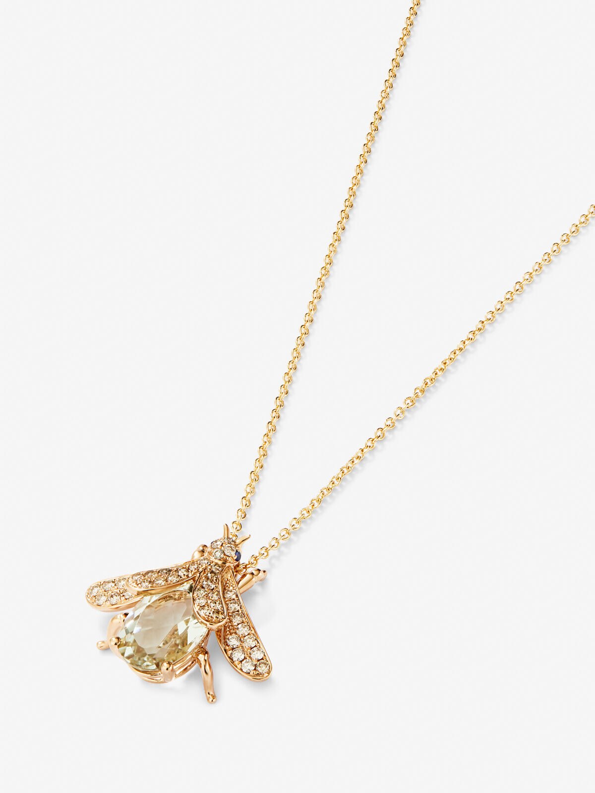 Colgante cadena insecto de oro rosa con amatista verde y diamante - SUAREZ - Multicolor Multicolor-3