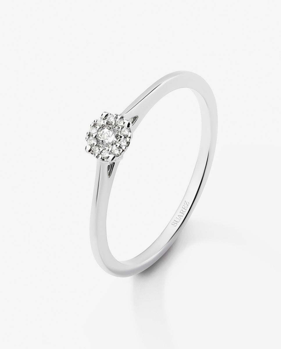 Imagen 0 de Anillo de oro blanco de 18k con 11 diamantes en talla brillante con un total de 0,06 cts Blanco