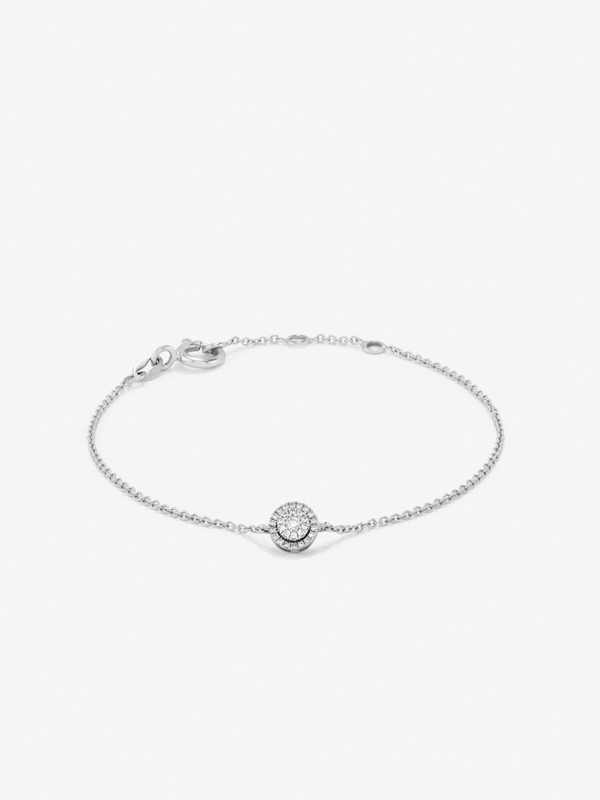 Pulsera cadena círculo de oro blanco de diamantes - SUAREZ - Blanco Blanco-1