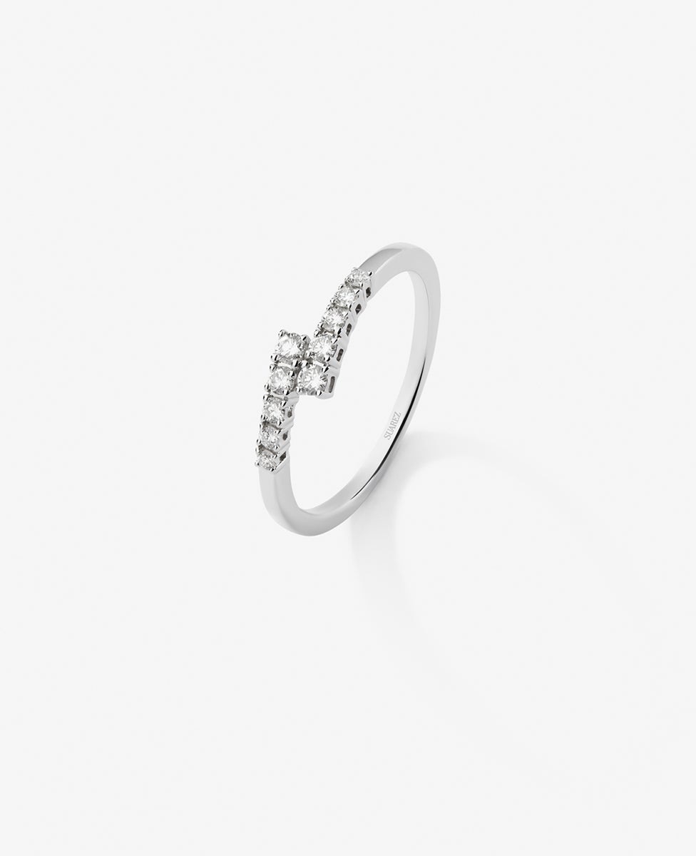 Imagen 0 de Anillo tú y yo de oro blanco de 18k con 10 diamantes en talla brillante con un total de 0,2 cts Blanco