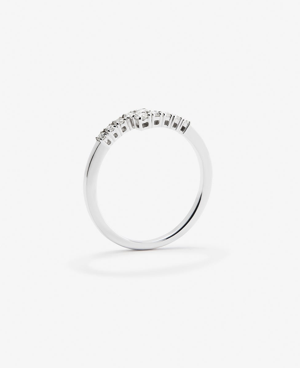 Anillo tú y yo de oro blanco de 18k con 10 diamantes en talla brillante con un total de 0,2 cts - SUAREZ - Blanco Blanco-5