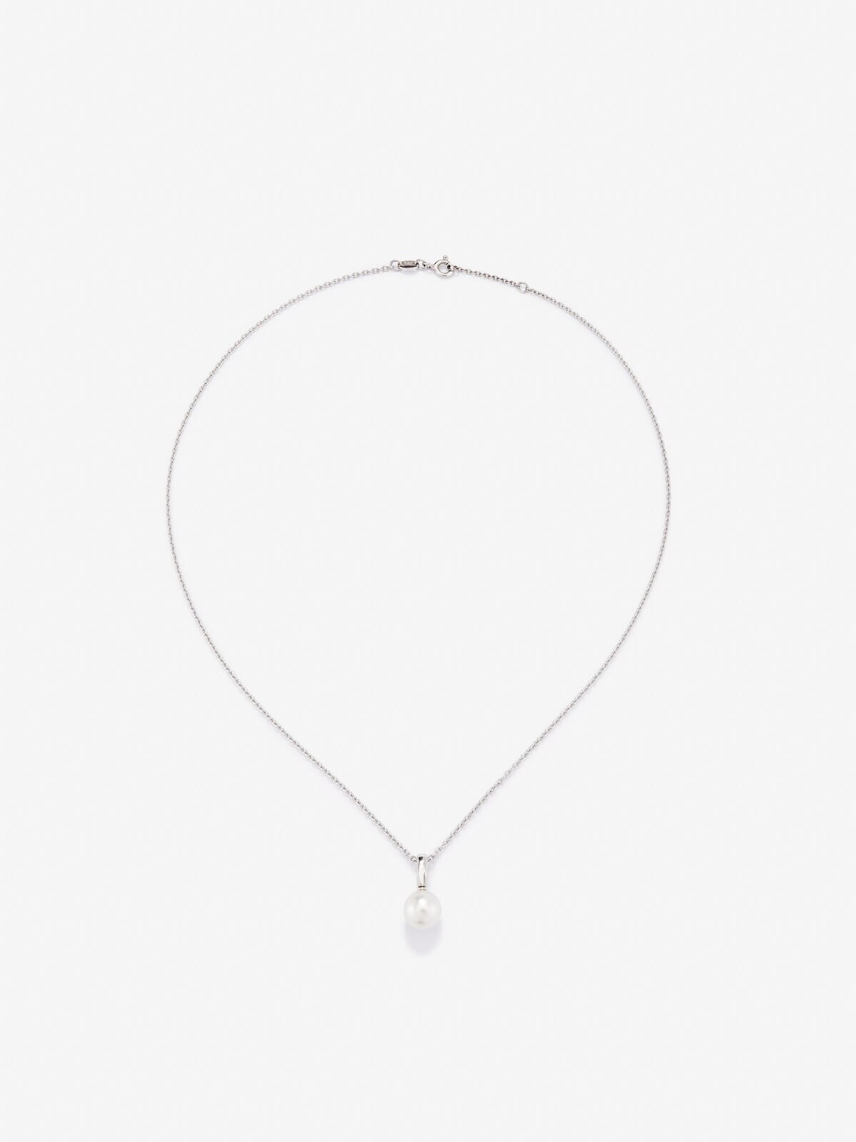 Colgante de cadena de plata con perla australiana - SUAREZ - Blanco Blanco-1
