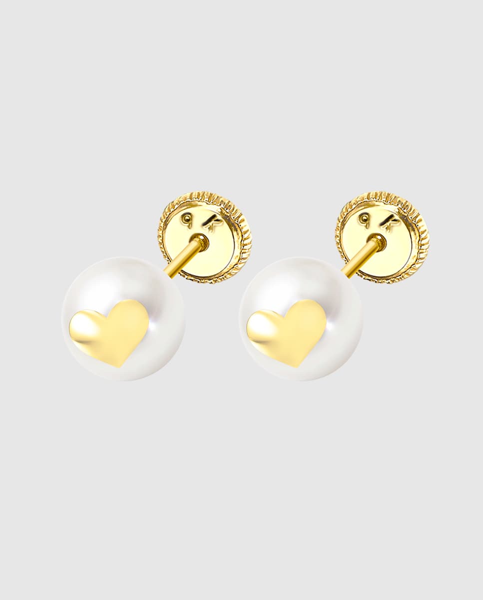 Pendiente de niña HIN00172/6 Basics de oro 9K acabado brillo y motivo corazón Oro-1