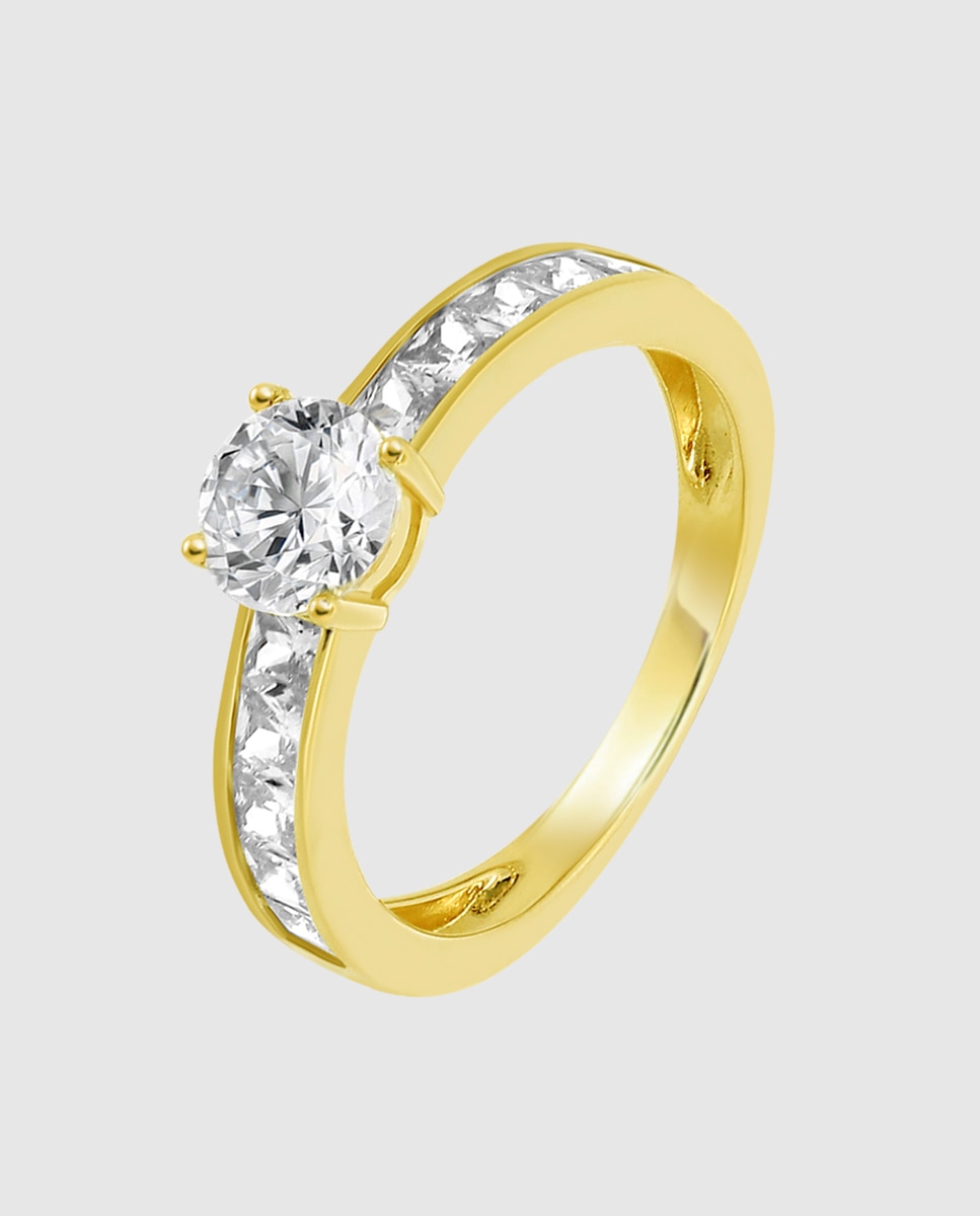 Imagen 0 de Anillo hin00201 basics de oro 9k acabado brillo con circonita y motivo solitario Blanco