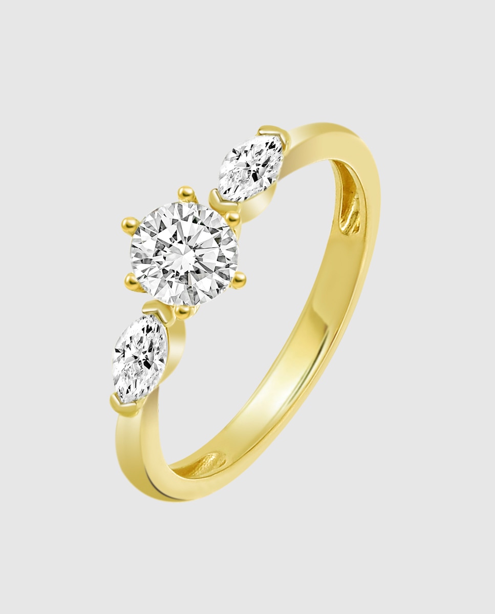Imagen 0 de Anillo hin00203 basics de oro 9k acabado brillo con circonita Blanco
