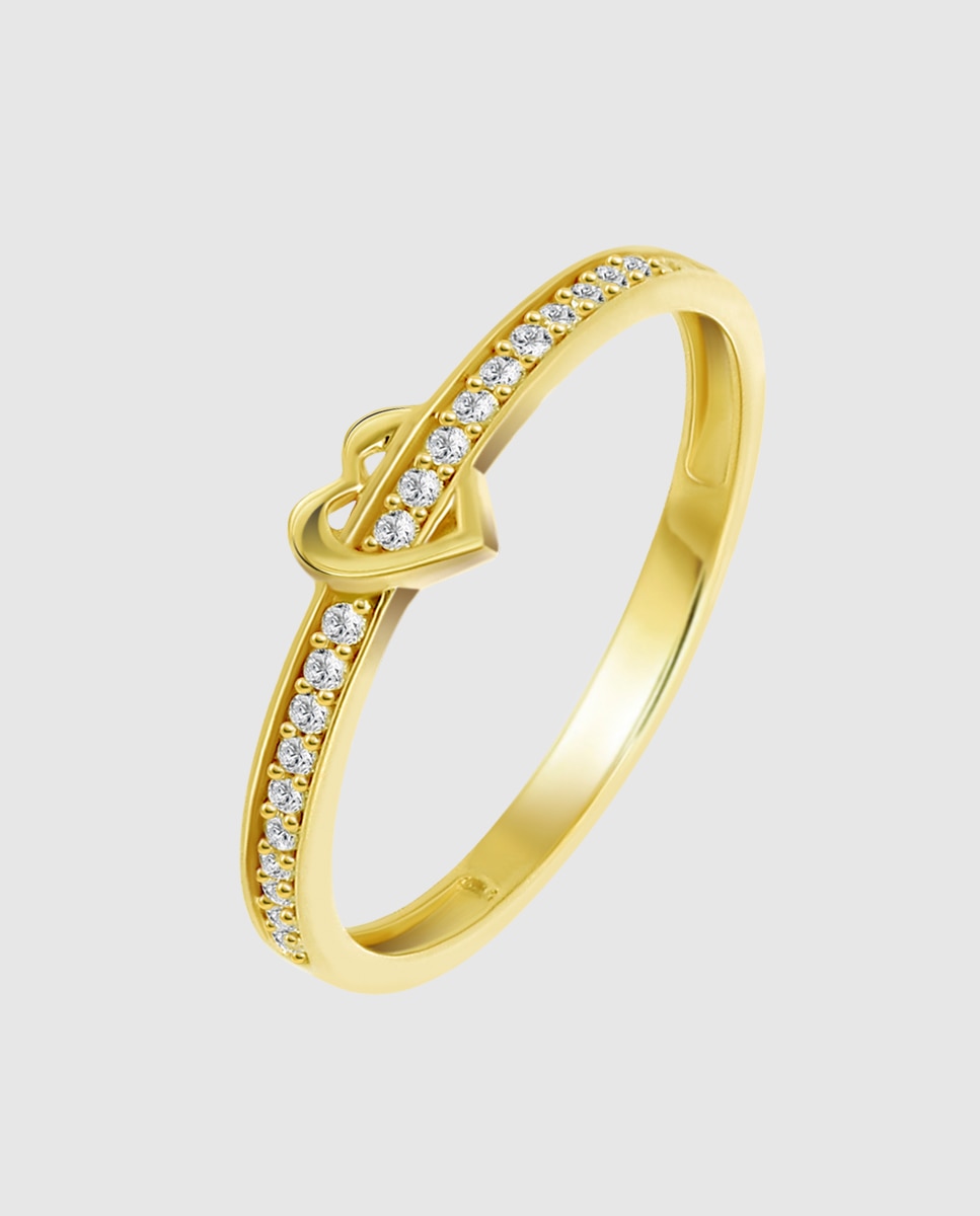 Imagen 0 de Anillo hin00204 basics de oro 9k acabado brillo con circonita y motivo corazón Blanco